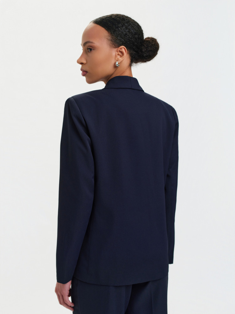 Granatowy dwurzędowy żakiet 