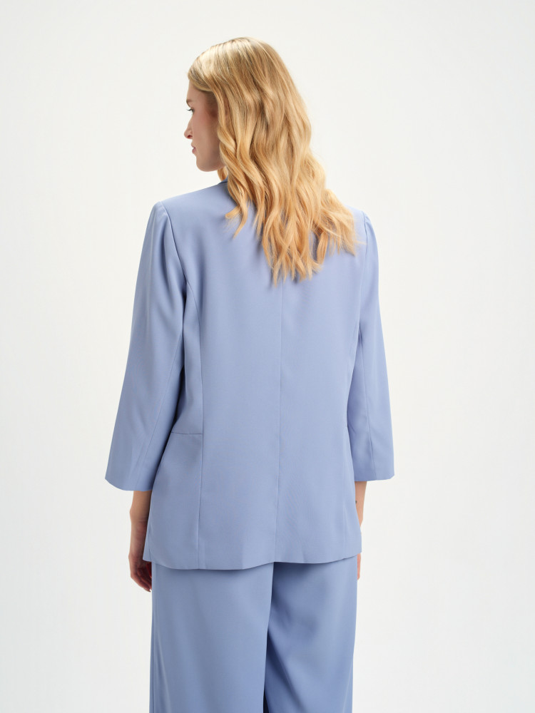 Żakiet z szalowym kołnierzem błękit 