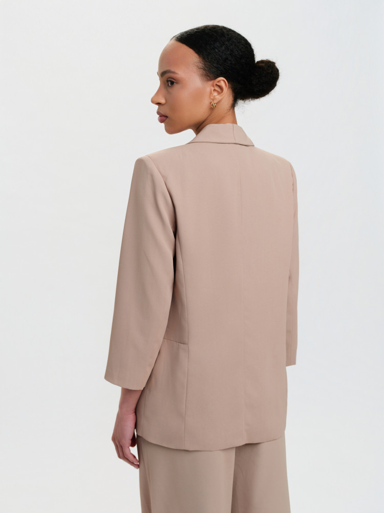 Żakiet z szalowym kołnierzem w odcieniu coffee 