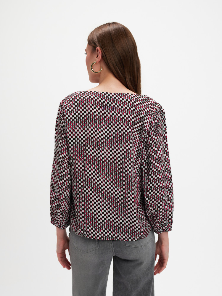 Printowana bluzka z dekoltem w serek 