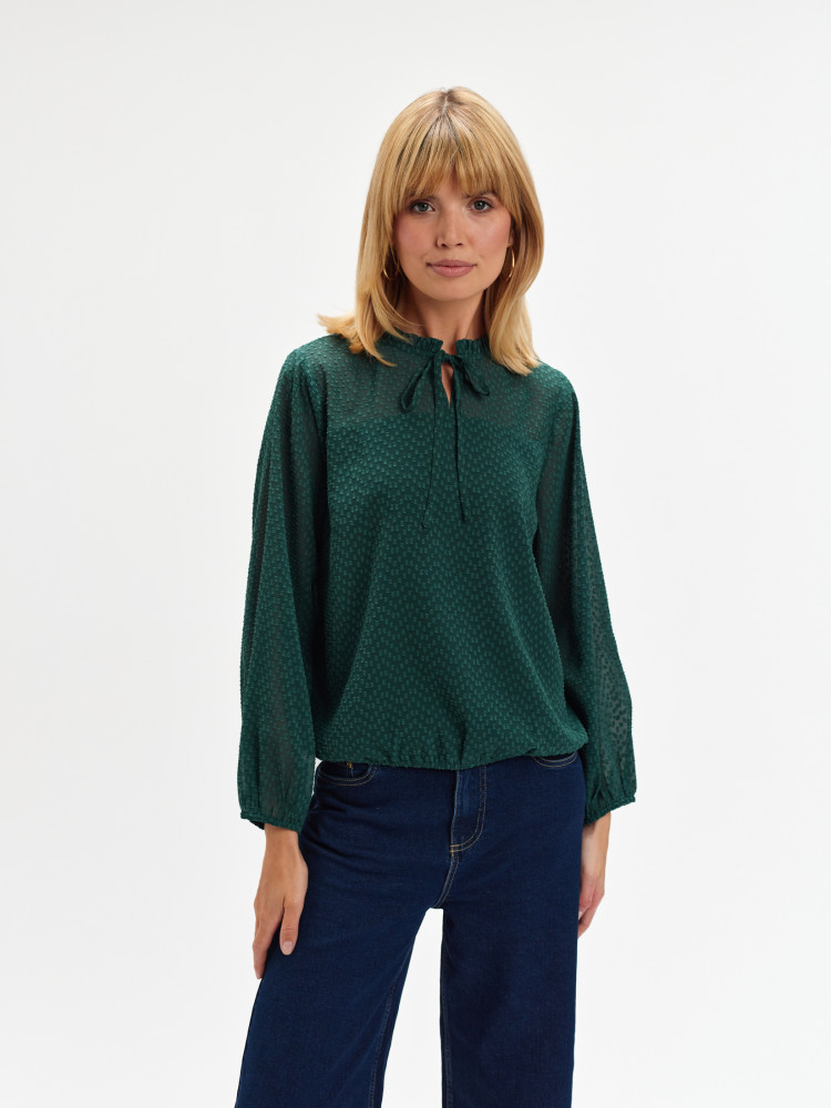 Zielona bluzka z wiązaniem 