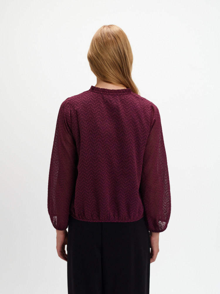 Burgundowa bluzka z tkaniny plumeti