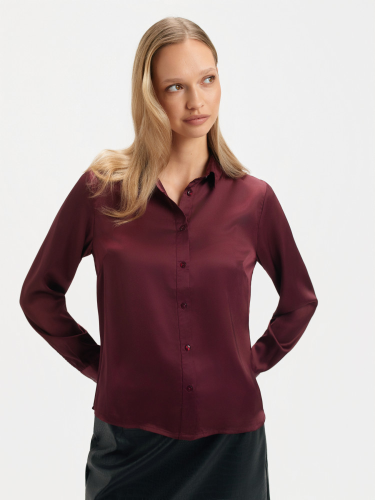 Satynowa koszula czekoladowy brąz  Satynowa koszula czekoladowy brąz