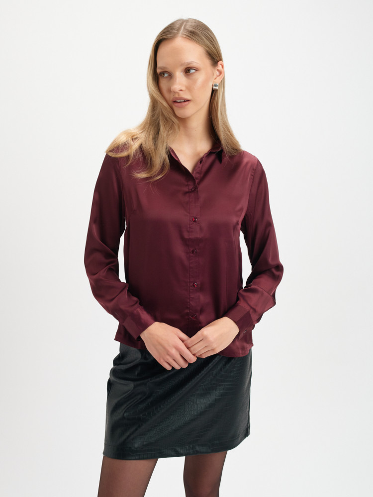 Satynowa koszula czekoladowy brąz  Satynowa koszula czekoladowy brąz