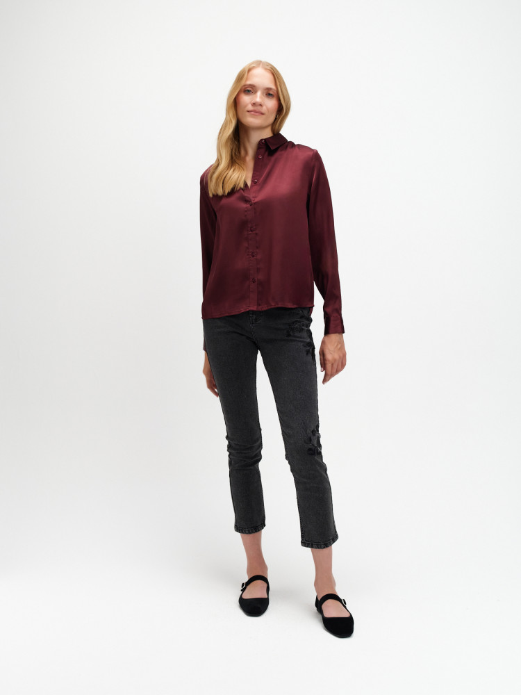 Satynowa koszula czekoladowy brąz  Satynowa koszula czekoladowy brąz