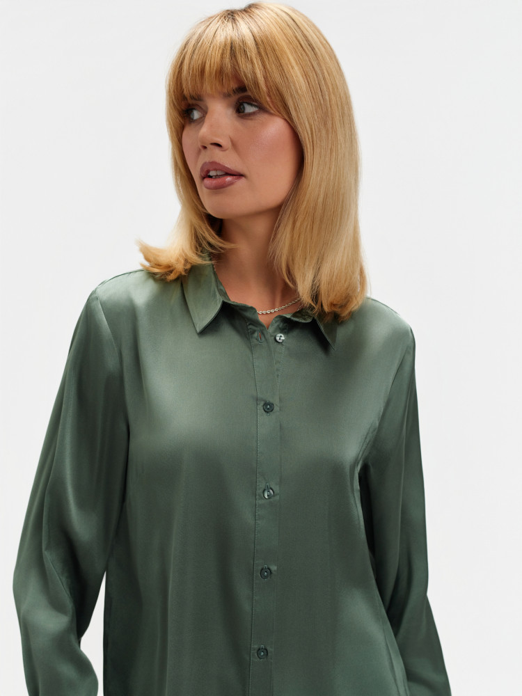 Satynowa koszula oliwkowa  Satynowa koszula oliwkowa