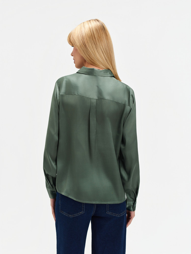 Satynowa koszula oliwkowa  Satynowa koszula oliwkowa