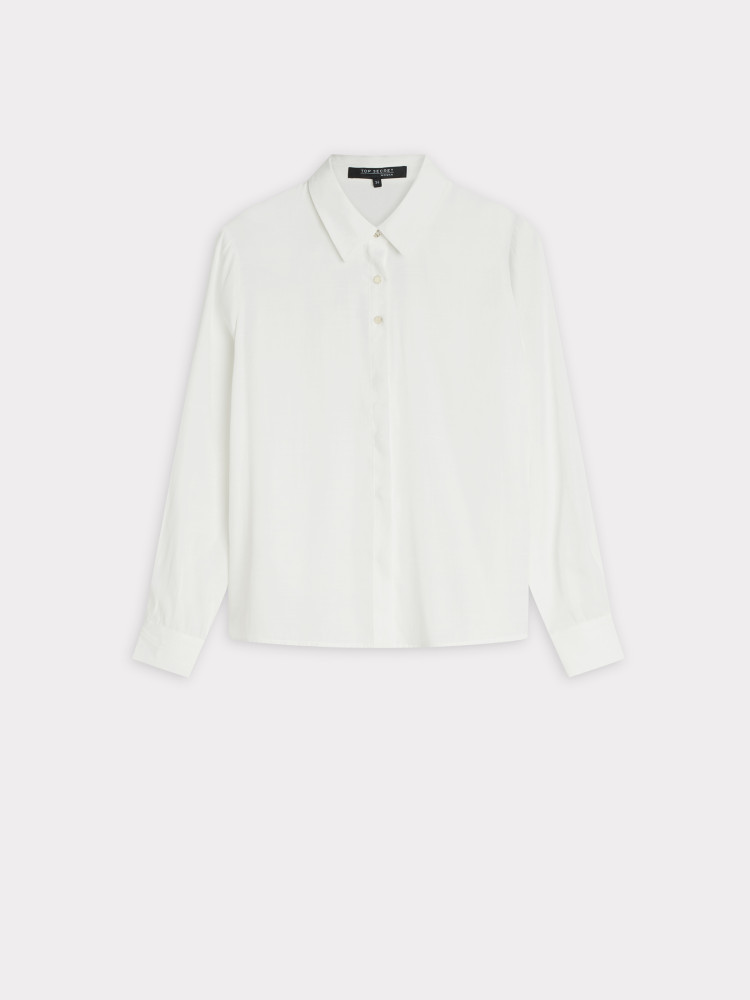 Biała koszula z biżuteryjnymi guzikami 