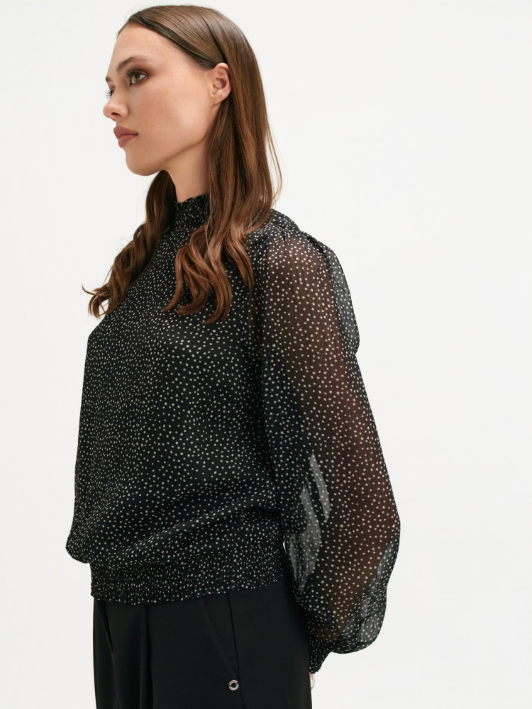 Bluzka w groszki na stójce 