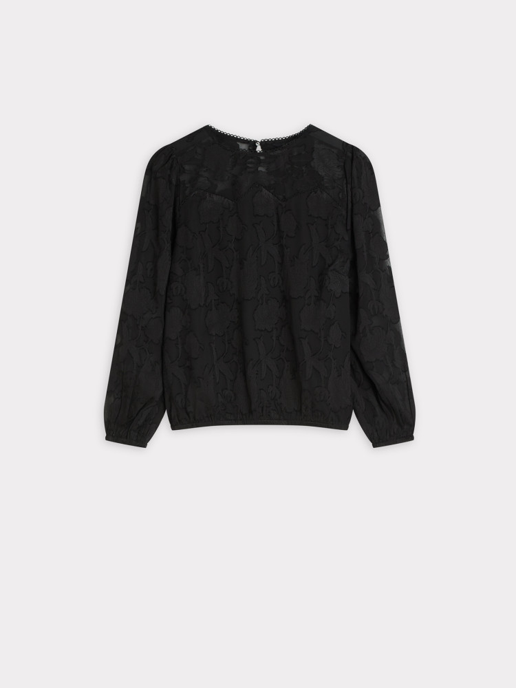 Elegancka czarna bluzka z koronką 