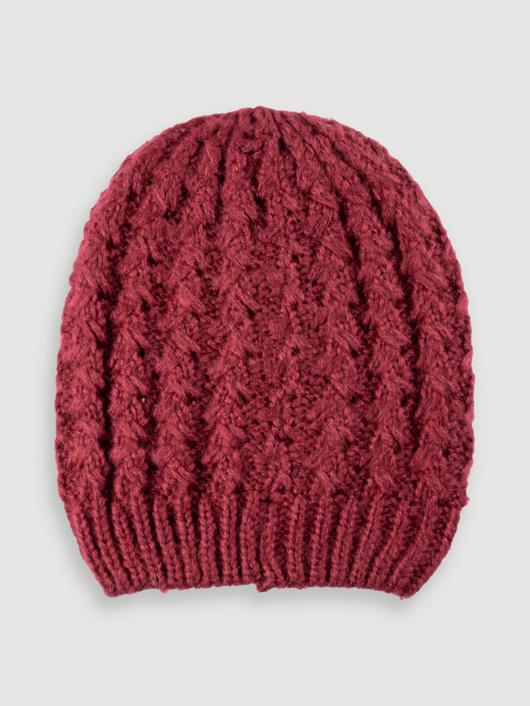 Burgundowa czapka z fakturą 