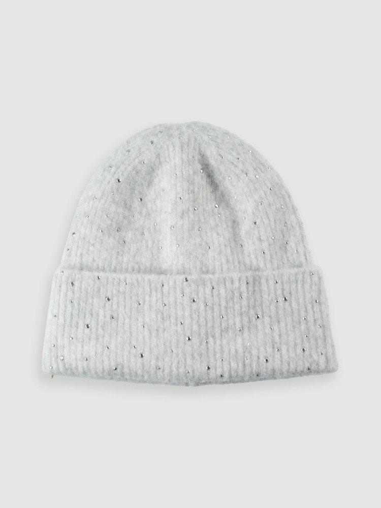 Jasnoszara czapka beanie z wełną Jasnoszara czapka beanie z wełną
