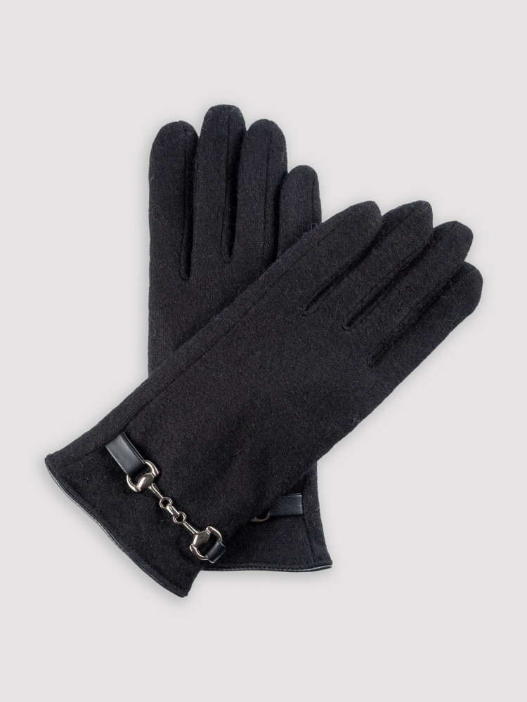 Czarne rękawiczki z wełną