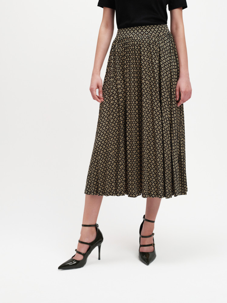 Plisowana midi spódnica z nadrukiem 