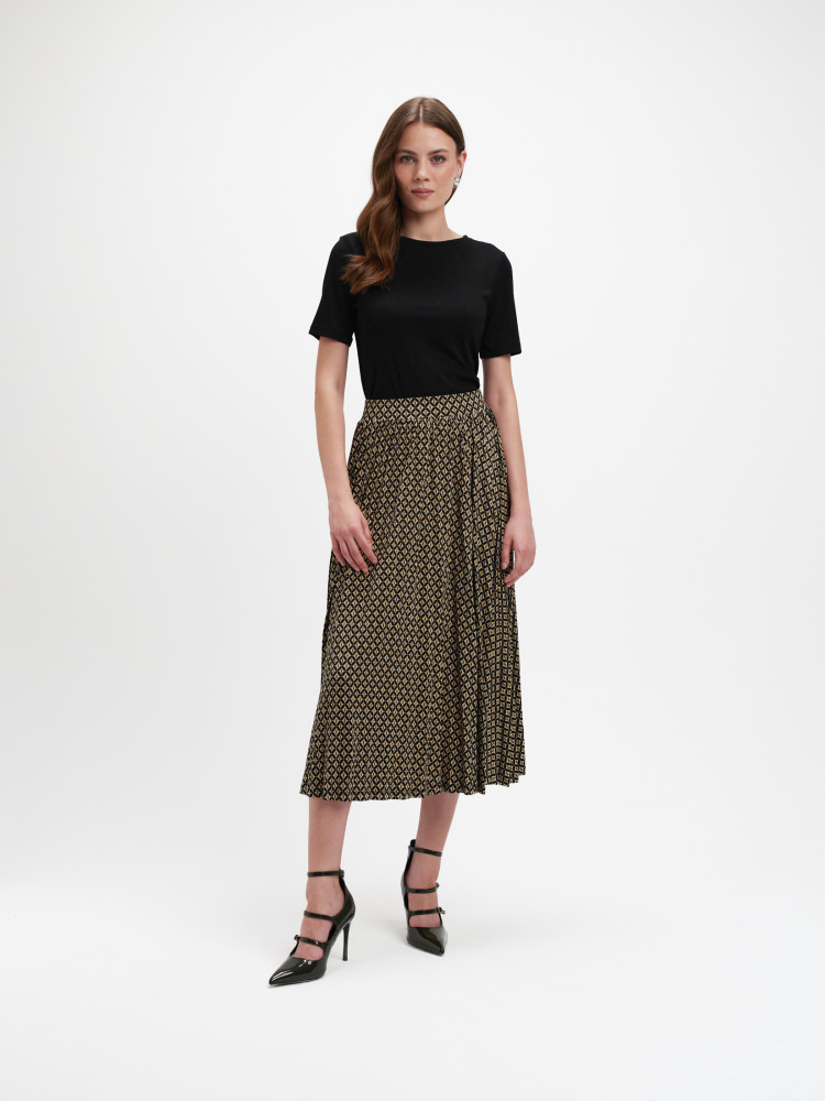 Plisowana midi spódnica z nadrukiem 
