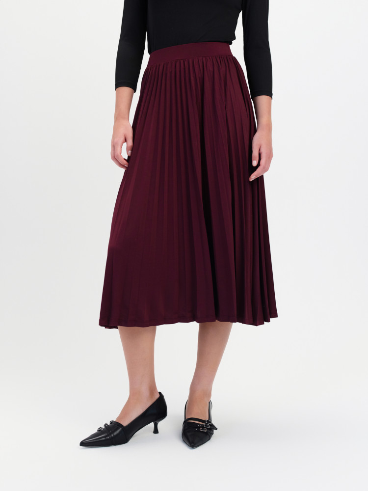 Burgundowa plisowana spódnica 
