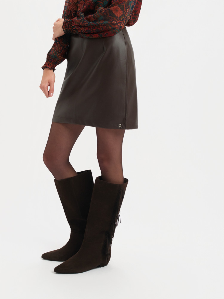 Mini spódniczka w kolorze czekoladowego brązu 