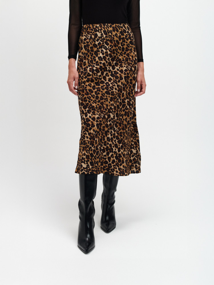 Midi spódnica w zwierzęcy print 