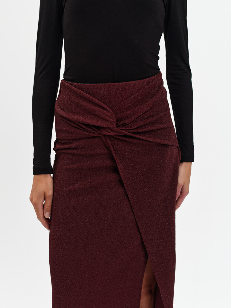Spódnica z węzłem bordo 