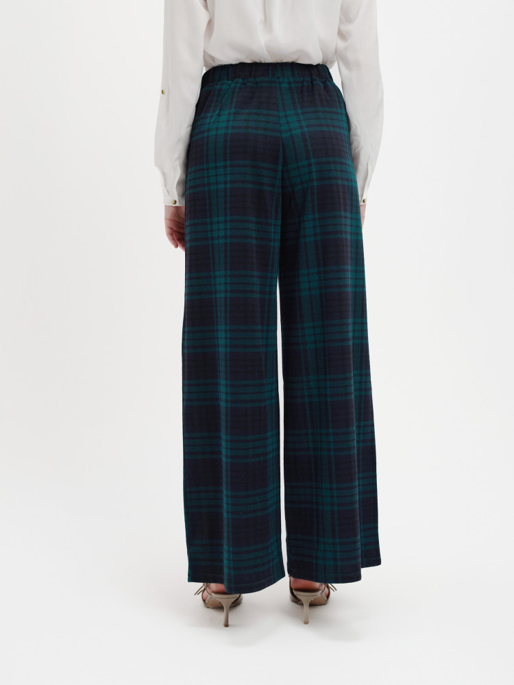 Spodnie w kratę z zakładkami 