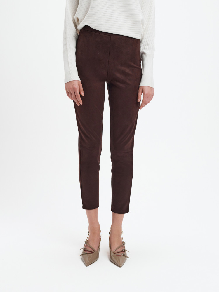 Eleganckie ciemnobrązowe legginsy 