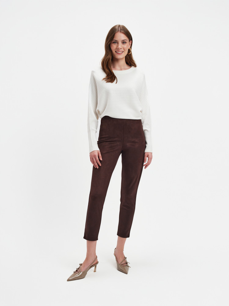 Eleganckie ciemnobrązowe legginsy 