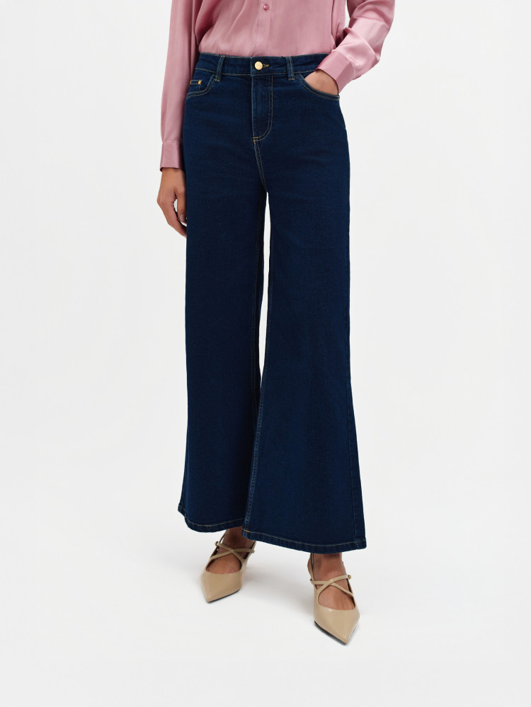 Granatowe jeansy flare  Granatowe jeansy flare