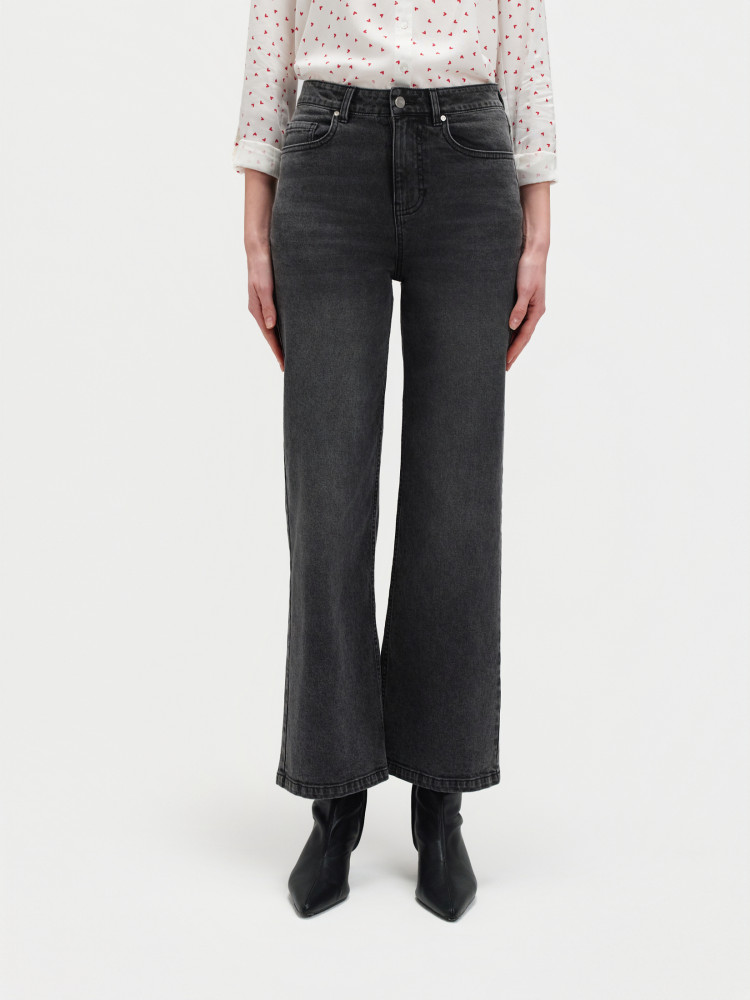 Ciemnoszare jeansy wide leg 