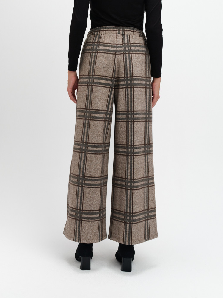 Spodnie w kratę z szeroką nogawką 