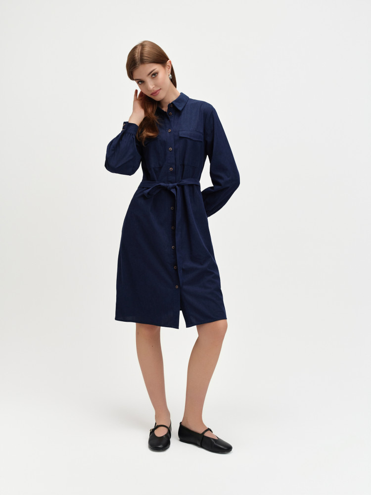 Granatowa szmizjerka z długim rękawem 