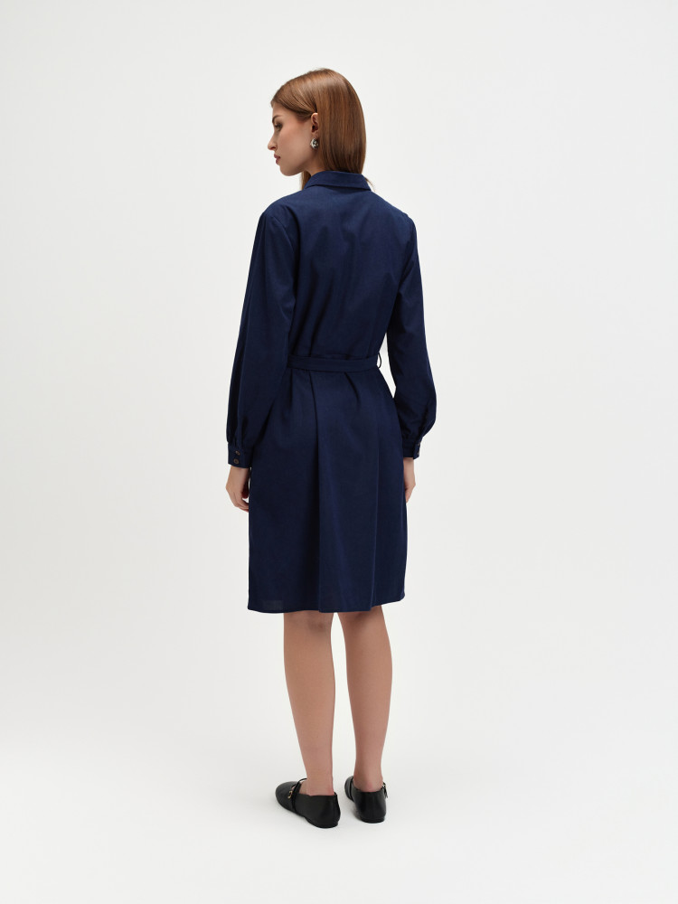 Granatowa szmizjerka z długim rękawem 