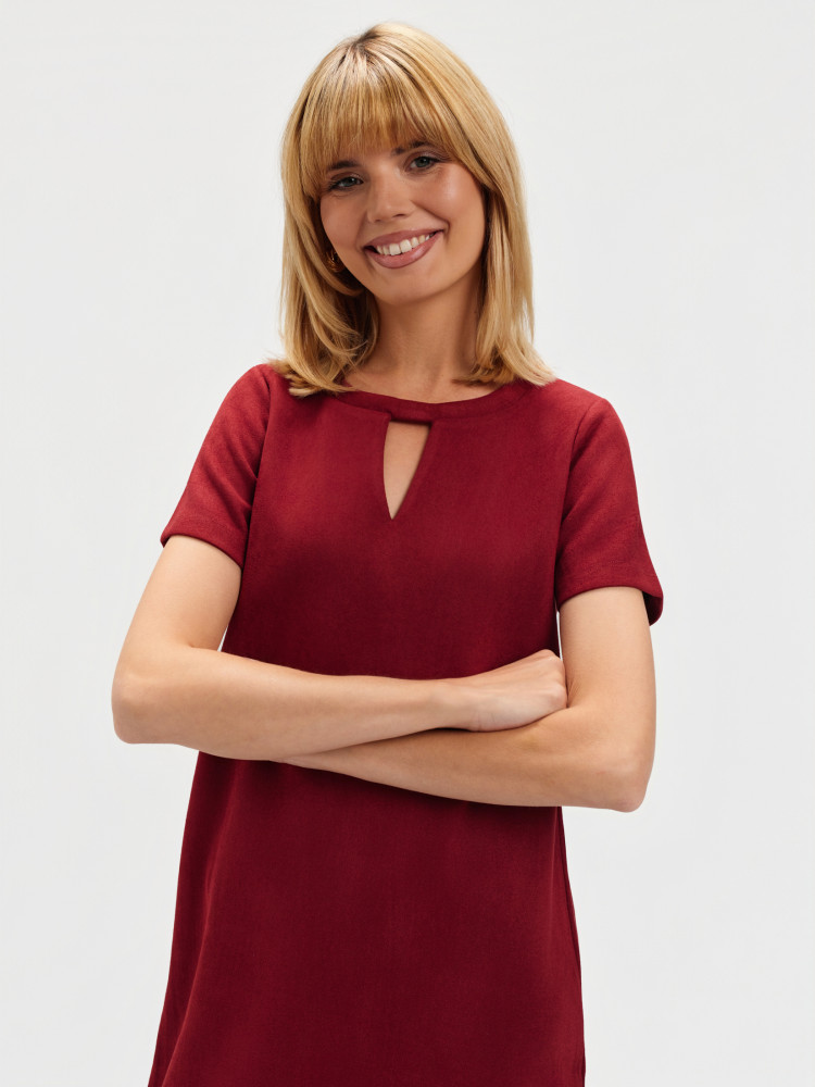 Sukienka z imitacji zamszu bordo 