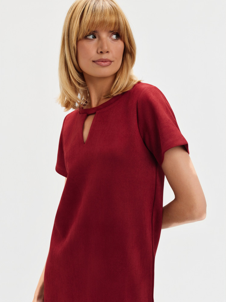 Sukienka z imitacji zamszu bordo 