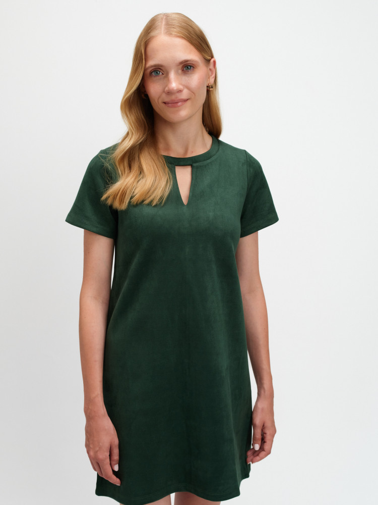 Zielona sukienka z imitacji zamszu 