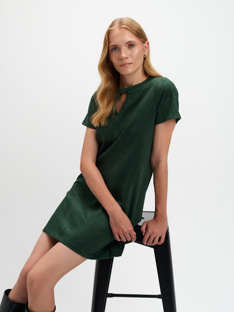 Zielona sukienka z imitacji zamszu 