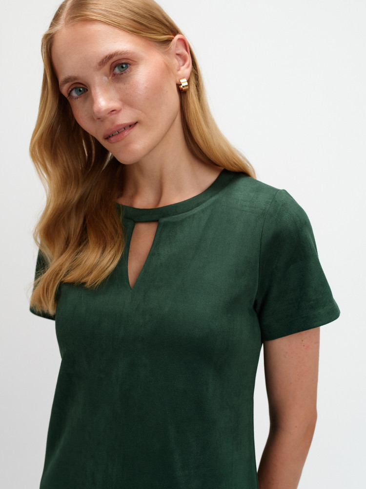 Zielona sukienka z imitacji zamszu 