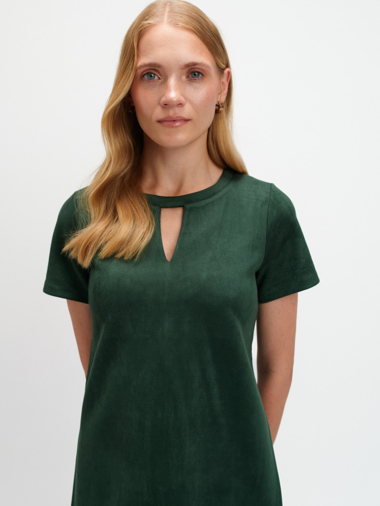 Zielona sukienka z imitacji zamszu 