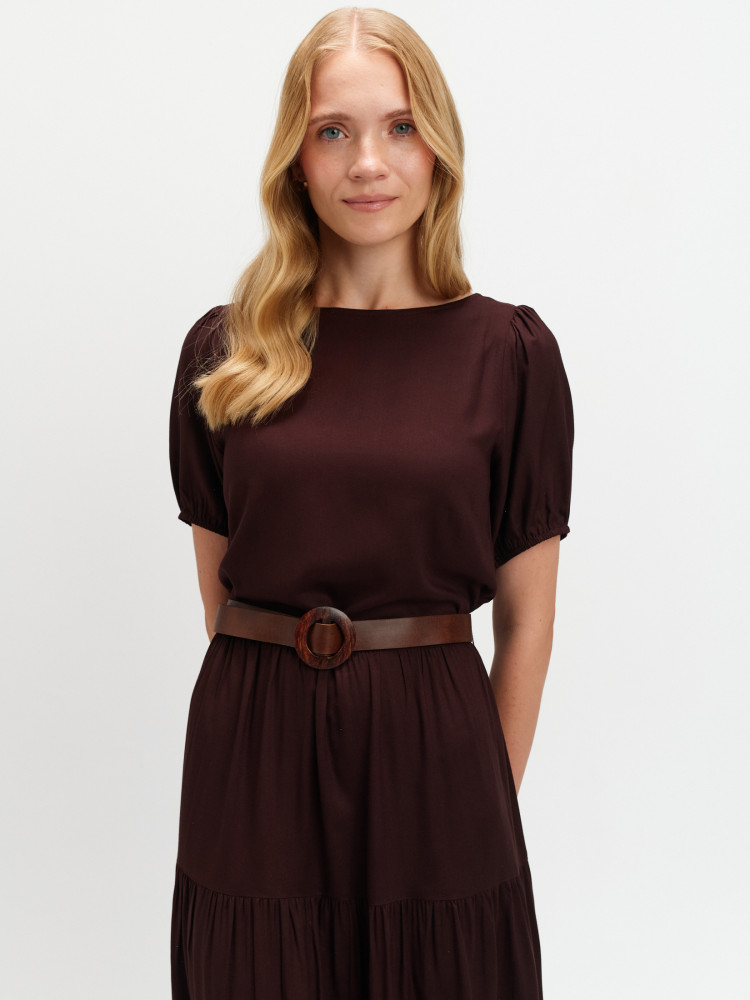 Midi sukienka w kolorze czekoladowego brązu 