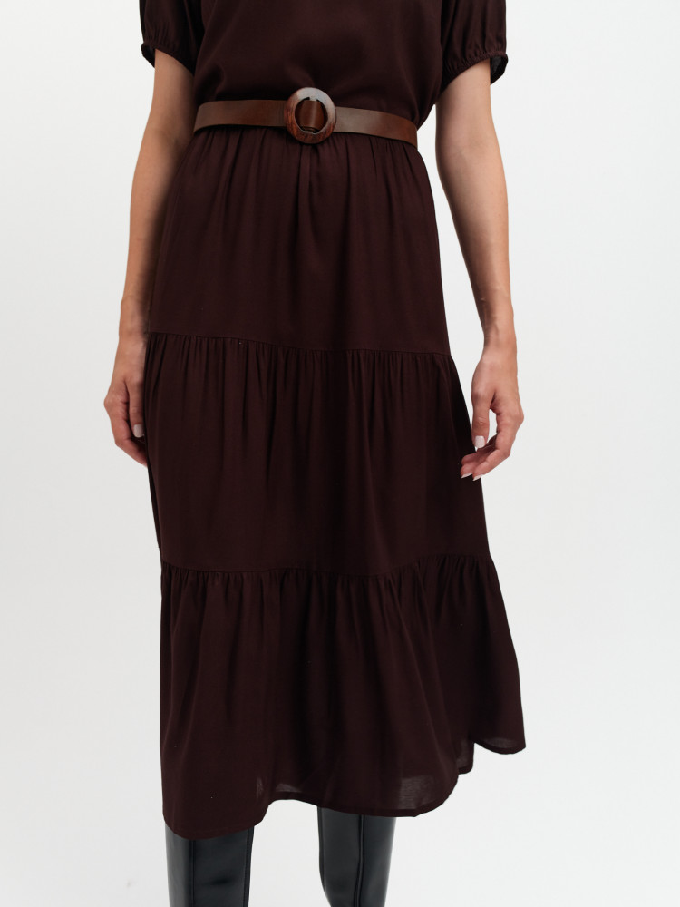 Midi sukienka w kolorze czekoladowego brązu 