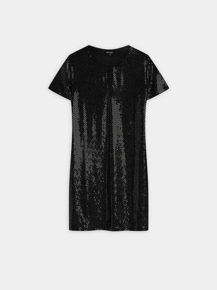 Błyszcząca sukienka o prostym kroju 