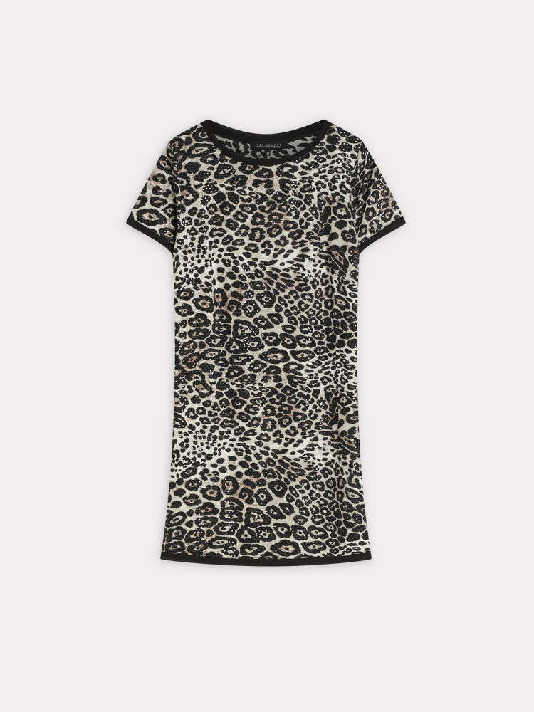 Sukienka o prostym kroju w zwierzęcy print 