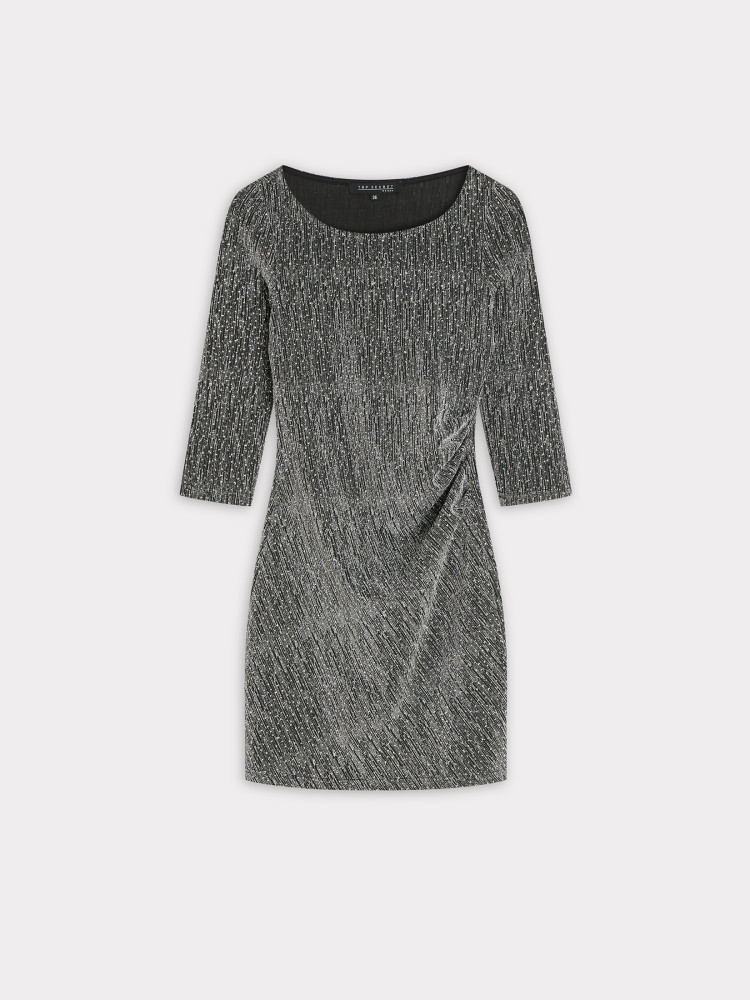 Srebrna sukienka z marszczeniem 