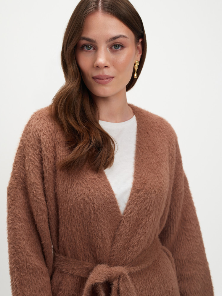 Długi kardigan taupe 