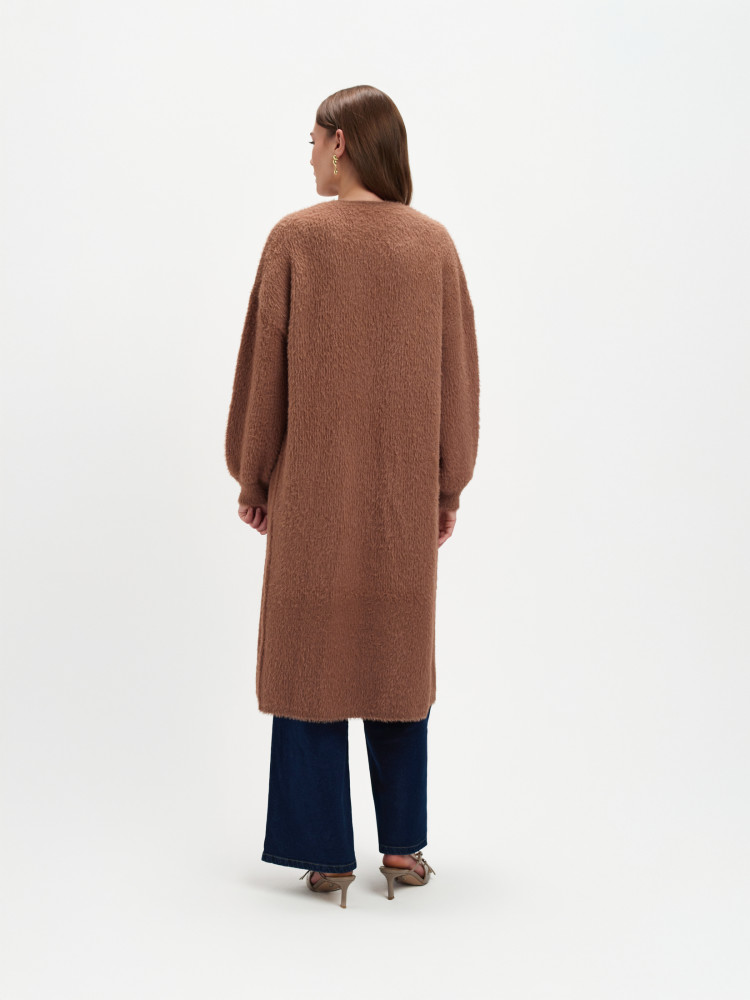 Długi kardigan taupe 