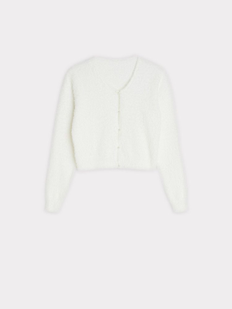 Biały kardigan z ozdobnymi guzikami 