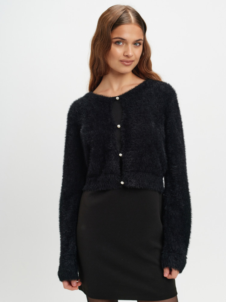 Czarny kardigan z ozdobnymi guzikami