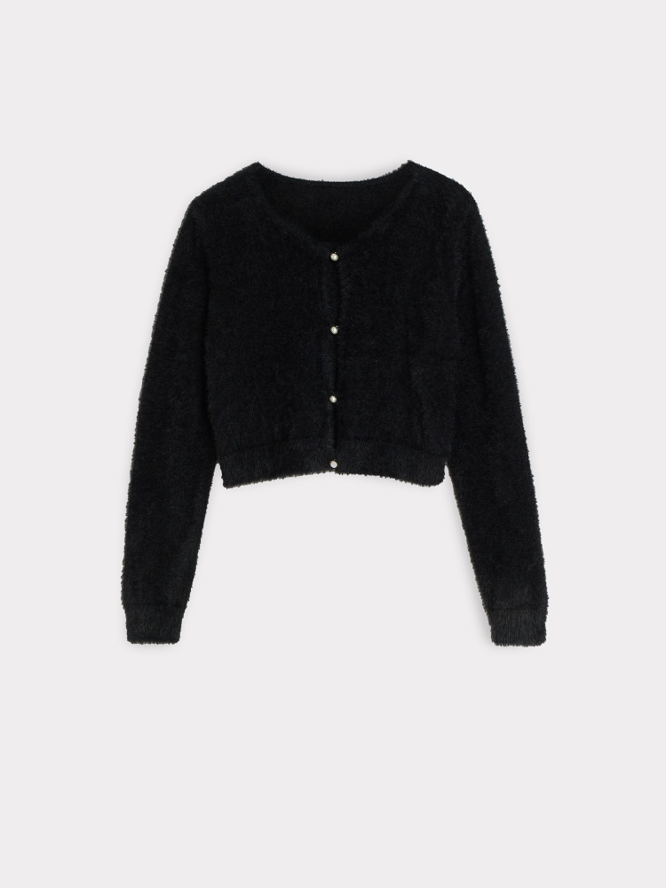 Czarny kardigan z ozdobnymi guzikami