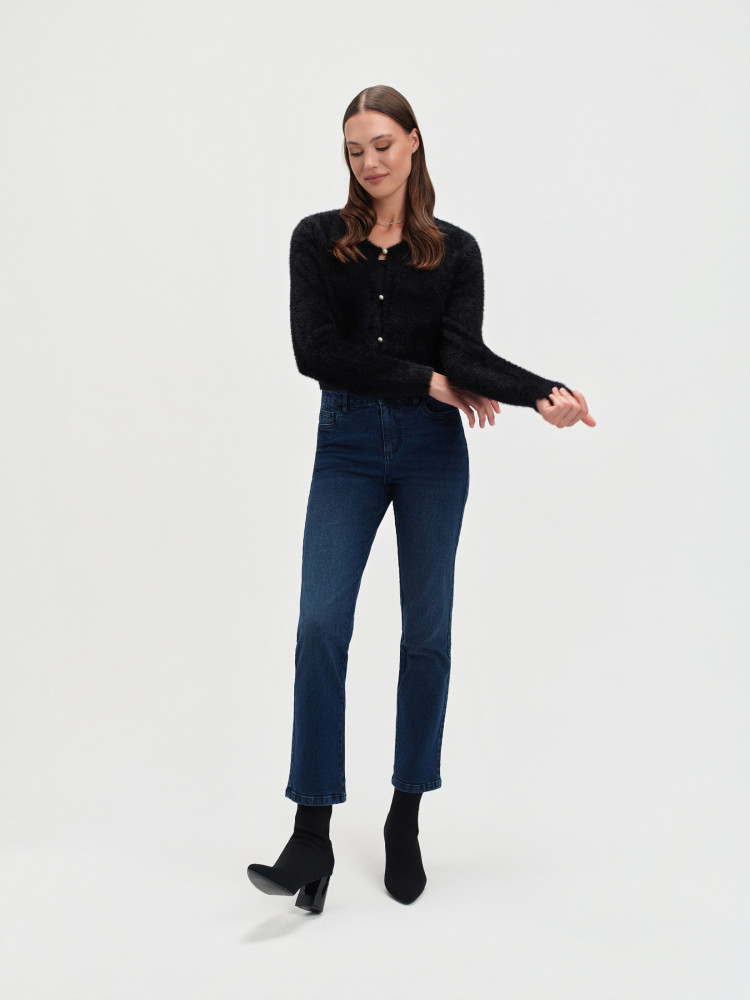 Czarny kardigan z ozdobnymi guzikami