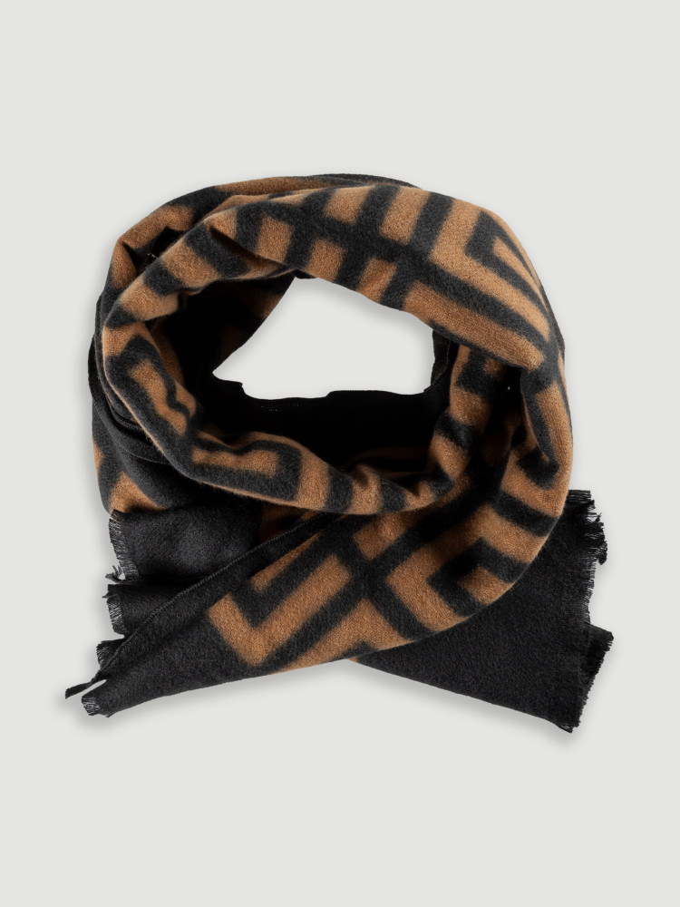 Szalik z printem w odcieniu camelowym 