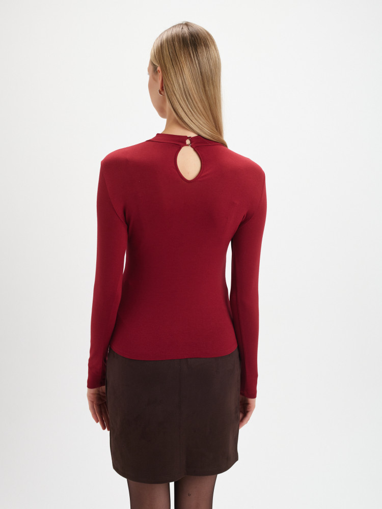Zabudowany top z długim rękawem bordo 
